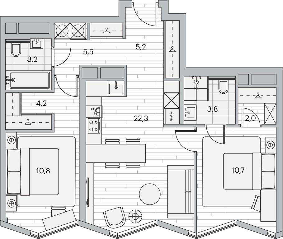 2-BD Apartment Sale, 67.1平方米 at Beregovoy, Beregovoy Drive, 2, Moscow, Russia #1 2-BD Apartment Sale, 67.1平方米 at Beregovoy, Beregovoy Drive, 2, Moscow, Russia #1