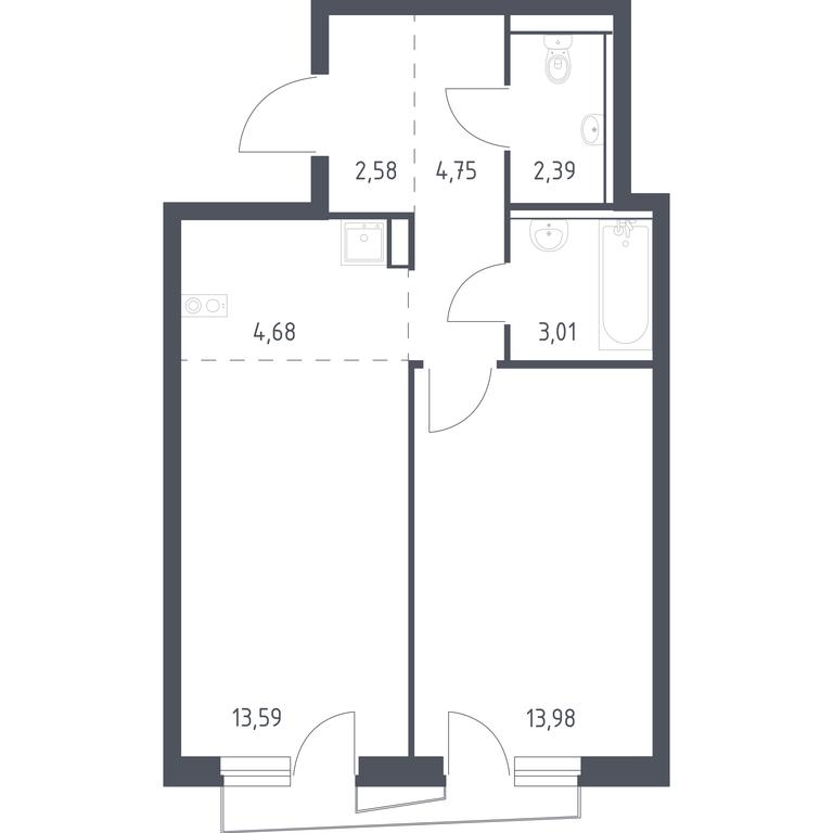 Apartment Sale, 44.6平方米 at Kvartal Aviatorov, ulitsa Koldunova, Aviatorov Microdistrict, Balashikha, Moscow Region, Russia #1