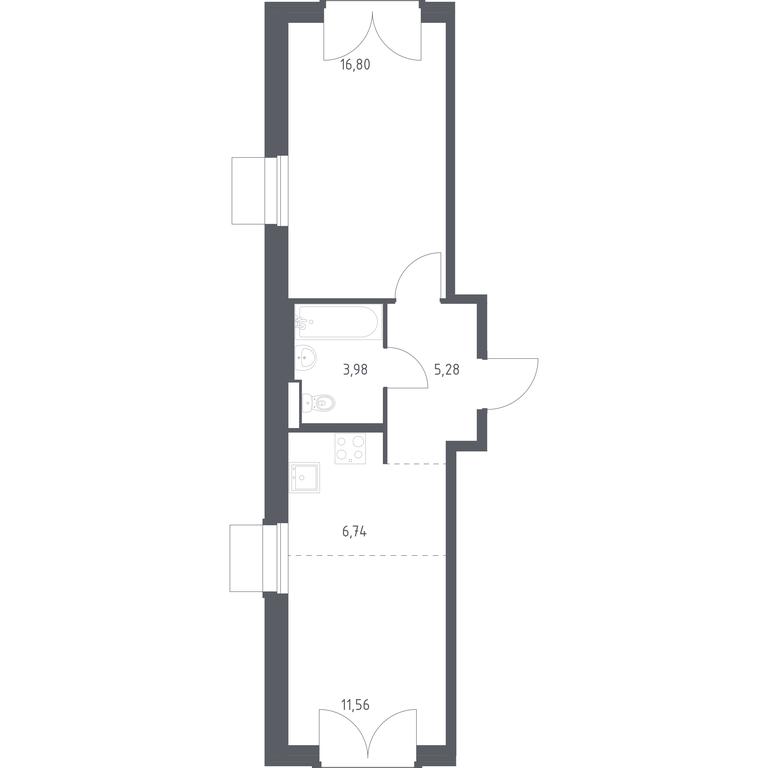 Apartment Sale, 44.36平方米 at Kvartal Zapadnyj, kvartal № 76, Marushkinskoye Settlement, Moscow, Russia #1