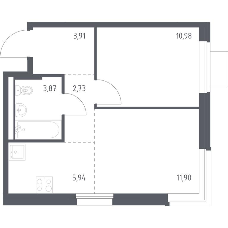 Apartment Sale, 39.33 sq. m. at Kvartal Zapadnyj, kvartal № 76, Marushkinskoye Settlement, Moscow, Russia #1
