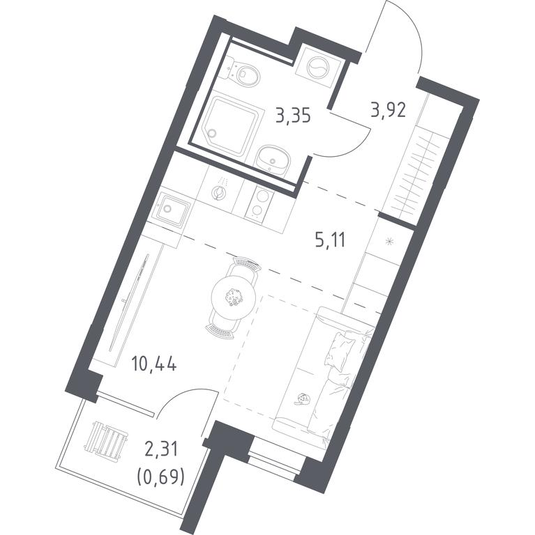 Apartment Sale, 23.51 sq. m. at Kvartal Zapadnyj, kvartal № 76, Marushkinskoye Settlement, Moscow, Russia #1 Apartment Sale, 23.51 sq. m. at Kvartal Zapadnyj, kvartal № 76, Marushkinskoye Settlement, Moscow, Russia #1