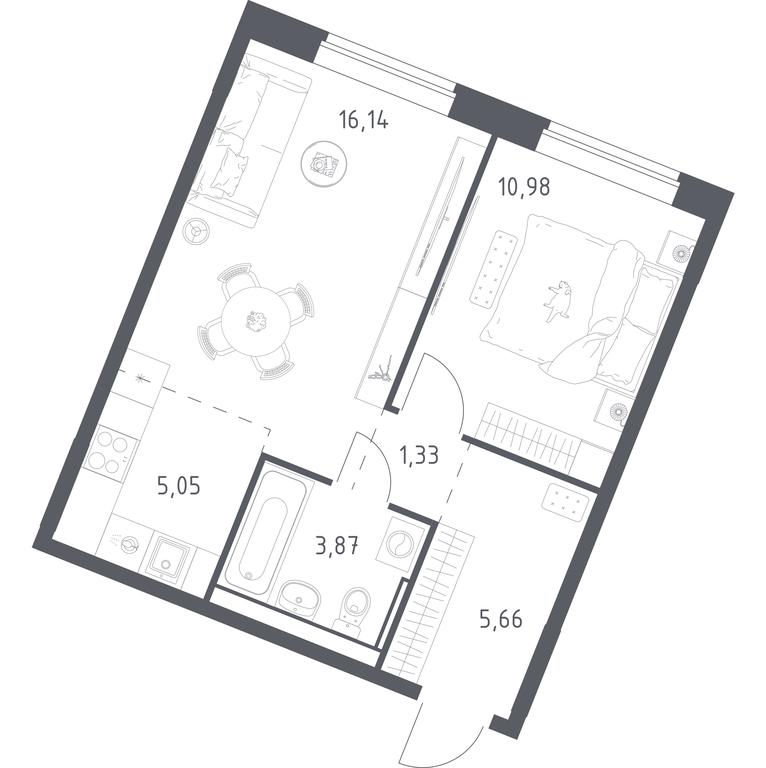 Apartment Sale, 43.03平方米 at Kvartal Zapadnyj, kvartal № 76, Marushkinskoye Settlement, Moscow, Russia #1 Apartment Sale, 43.03平方米 at Kvartal Zapadnyj, kvartal № 76, Marushkinskoye Settlement, Moscow, Russia #1