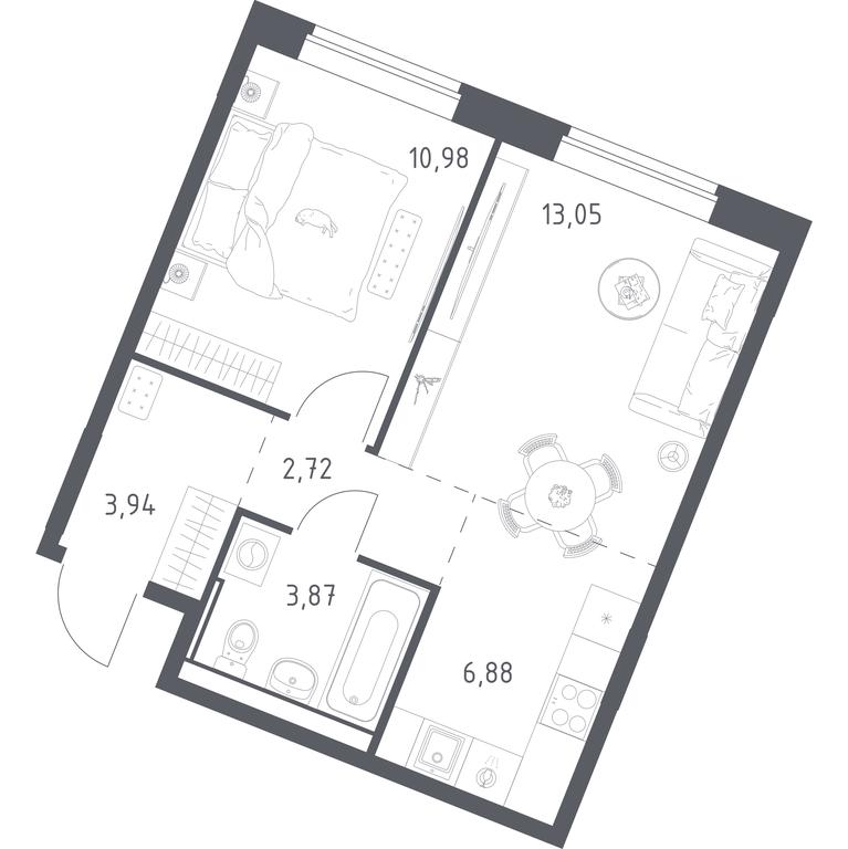 Apartment Sale, 41.44 sq. m. at Kvartal Zapadnyj, kvartal № 76, Marushkinskoye Settlement, Moscow, Russia #1 Apartment Sale, 41.44 sq. m. at Kvartal Zapadnyj, kvartal № 76, Marushkinskoye Settlement, Moscow, Russia #1