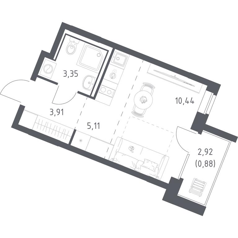 Apartment Sale, 23.69 sq. m. at Kvartal Zapadnyj, kvartal № 76, Marushkinskoye Settlement, Moscow, Russia #1 Apartment Sale, 23.69 sq. m. at Kvartal Zapadnyj, kvartal № 76, Marushkinskoye Settlement, Moscow, Russia #1