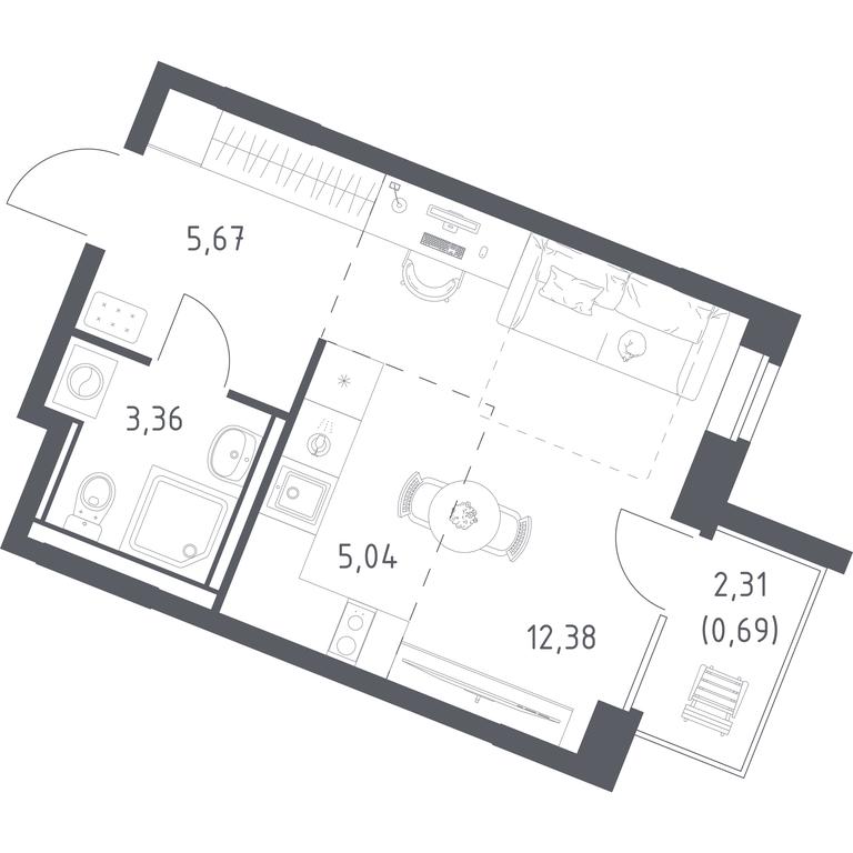 Apartment Sale, 27.14 sq. m. at Kvartal Zapadnyj, kvartal № 76, Marushkinskoye Settlement, Moscow, Russia #1 Apartment Sale, 27.14 sq. m. at Kvartal Zapadnyj, kvartal № 76, Marushkinskoye Settlement, Moscow, Russia #1