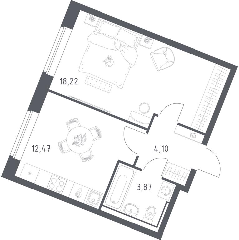 Apartment Sale, 38.66 sq. m. at Kvartal Zapadnyj, kvartal № 76, Marushkinskoye Settlement, Moscow, Russia #1