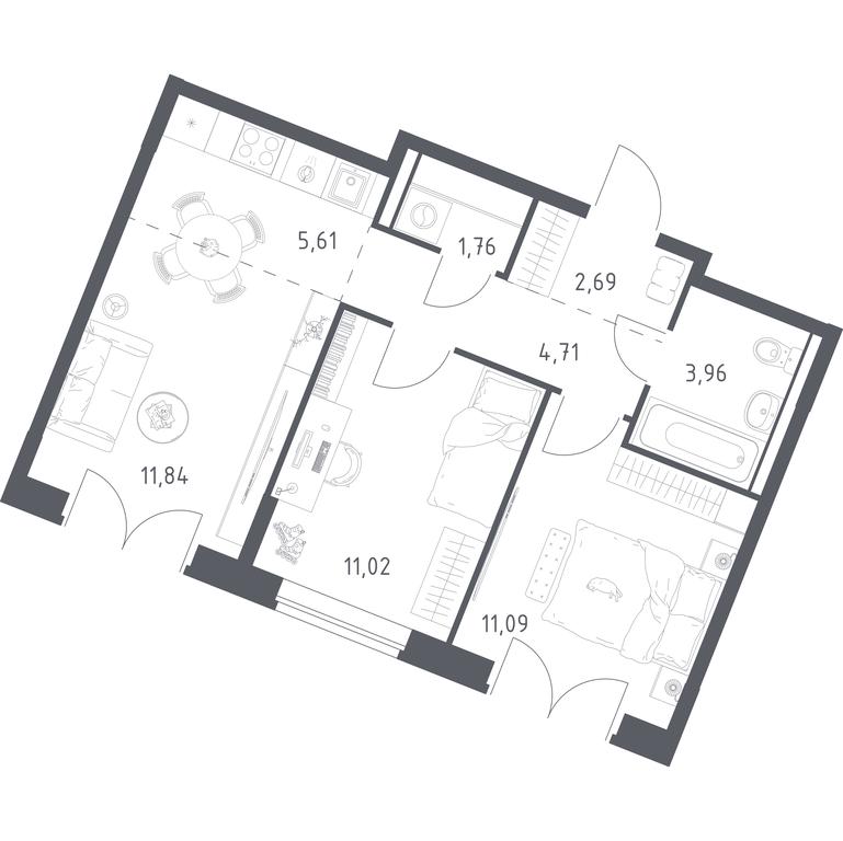 1-BD Apartment Sale, 52.68平方米 at Kvartal Zapadnyj, kvartal № 76, Marushkinskoye Settlement, Moscow, Russia #1 1-BD Apartment Sale, 52.68平方米 at Kvartal Zapadnyj, kvartal № 76, Marushkinskoye Settlement, Moscow, Russia #1