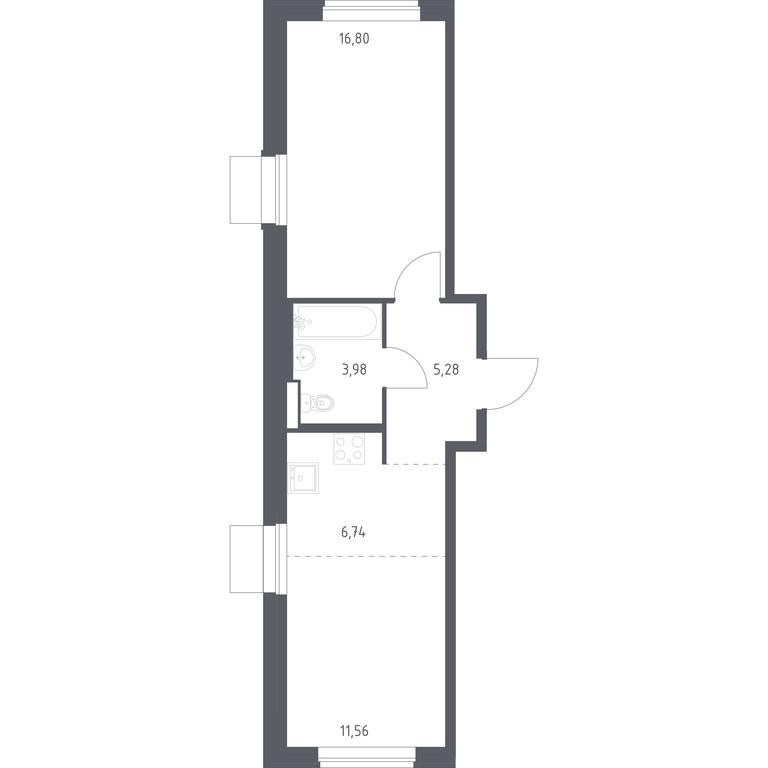 Apartment Sale, 44.36 sq. m. at Kvartal Zapadnyj, kvartal № 76, Marushkinskoye Settlement, Moscow, Russia #1