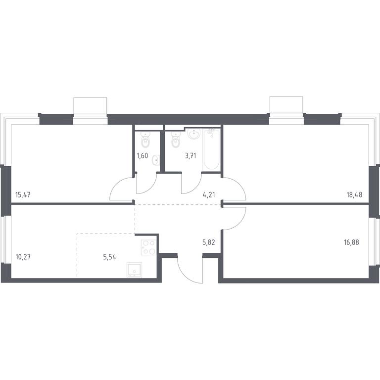 2-BD Apartment Sale, 81.98平方米 at Kvartal Zapadnyj, kvartal № 76, Marushkinskoye Settlement, Moscow, Russia #1 2-BD Apartment Sale, 81.98平方米 at Kvartal Zapadnyj, kvartal № 76, Marushkinskoye Settlement, Moscow, Russia #1