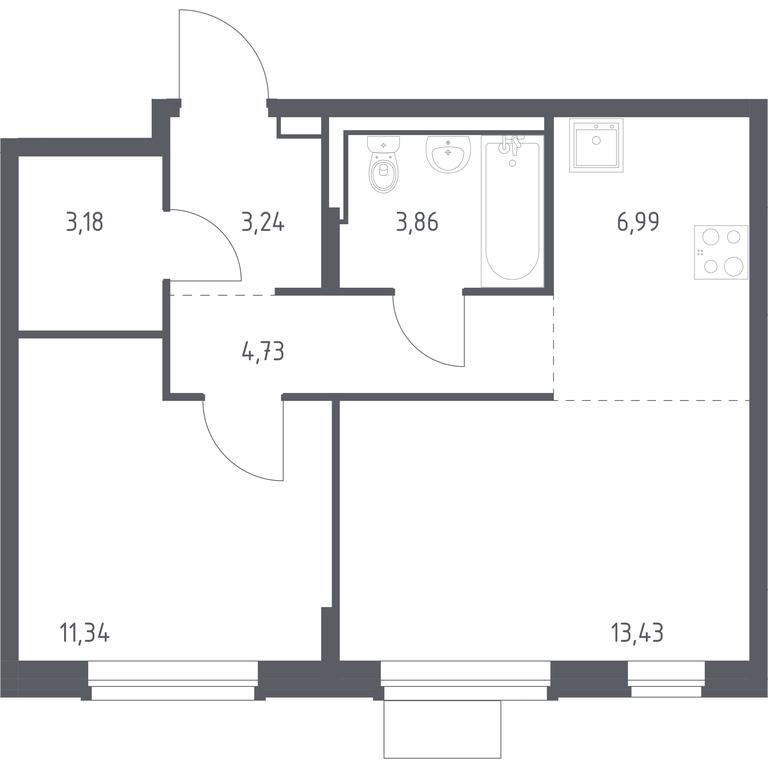 Apartment Sale, 46.77平方米 at Kvartal Zapadnyj, kvartal № 76, Marushkinskoye Settlement, Moscow, Russia #1 Apartment Sale, 46.77平方米 at Kvartal Zapadnyj, kvartal № 76, Marushkinskoye Settlement, Moscow, Russia #1