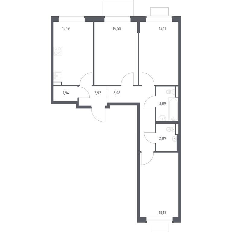 2-BD Apartment Sale, 73.73 sq. m. at Kvartal Zapadnyj, kvartal № 76, Marushkinskoye Settlement, Moscow, Russia #1 2-BD Apartment Sale, 73.73 sq. m. at Kvartal Zapadnyj, kvartal № 76, Marushkinskoye Settlement, Moscow, Russia #1