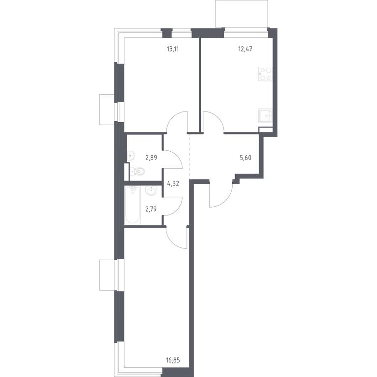 1-BD Apartment Sale, 58.03平方米 at Kvartal Zapadnyj, kvartal № 76, Marushkinskoye Settlement, Moscow, Russia #1 1-BD Apartment Sale, 58.03平方米 at Kvartal Zapadnyj, kvartal № 76, Marushkinskoye Settlement, Moscow, Russia #1