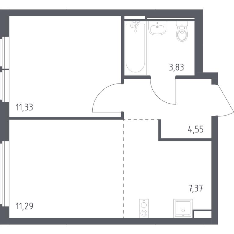 Apartment Sale, 38.37平方米 at Ostafevo, Ostafyevskoe Highway, 12к1, Ryazanovskoe Settlement, Moscow, Russia #1
