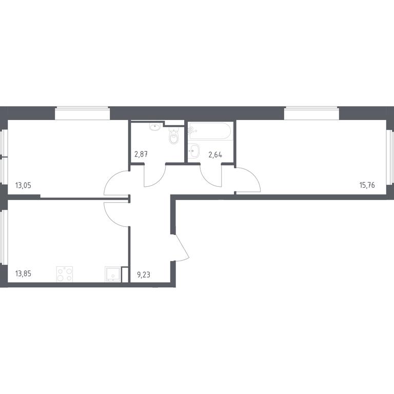 1-BD Apartment Sale, 57.4 sq. m. at Ostafevo, Ostafyevskoe Highway, 12к1, Ryazanovskoe Settlement, Moscow, Russia #1