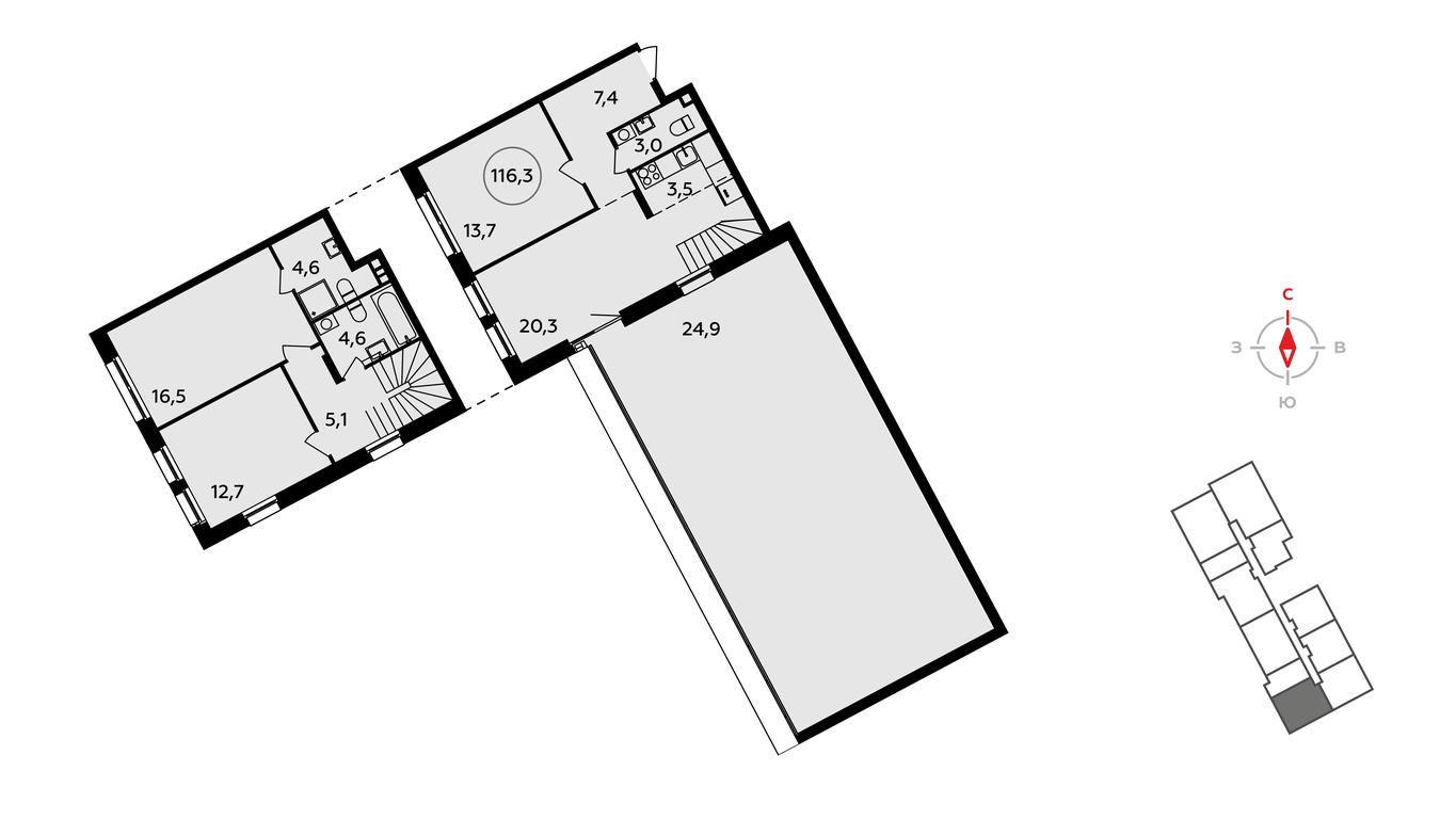 3-BD Apartment Sale, 116.4平方米 at Prokshino, Prokshino Residential Complex, Sosenskoye Settlement, Moscow, Russia #2 3-BD Apartment Sale, 116.4平方米 at Prokshino, Prokshino Residential Complex, Sosenskoye Settlement, Moscow, Russia #2