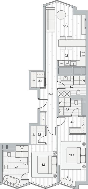 2-BD Apartment Sale, 90.9平方米 at Beregovoy, Beregovoy Drive, 2, Moscow, Russia #1