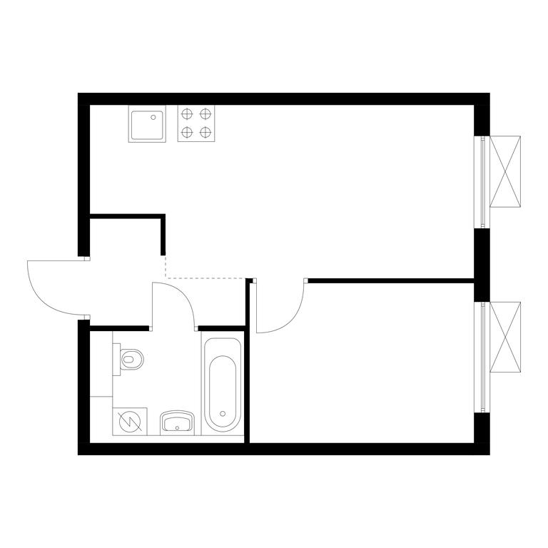 1-BD Apartment Sale, 32.3 sq. m. at Ilinskie Luga, Zapovednaya Street, 1, posyolok Ilyinskoye-Usovo, Krasnogorsk City District, Moscow Region, Russia #1