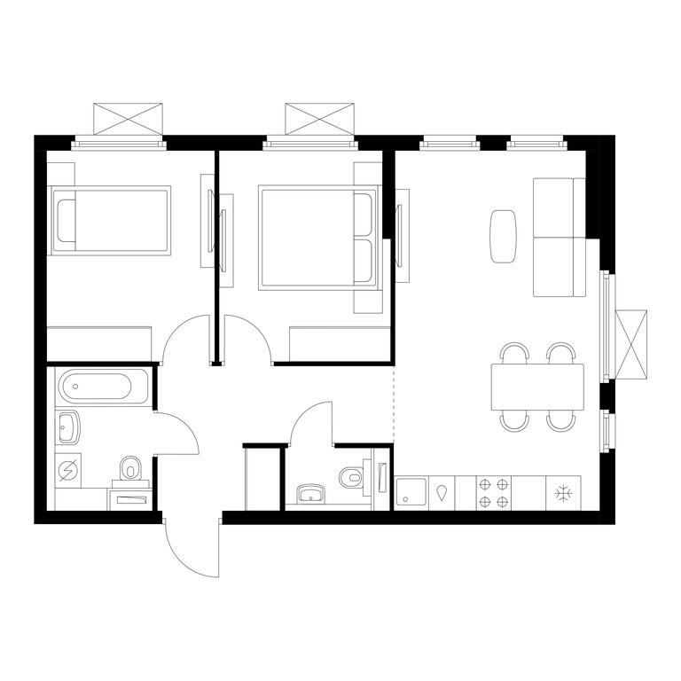 2-BD Apartment Sale, 55.5平方米 at Yaroslavskij kvartal, Yaroslavskiy Drive, 116, Korolyov, Moscow Region, Russia #1