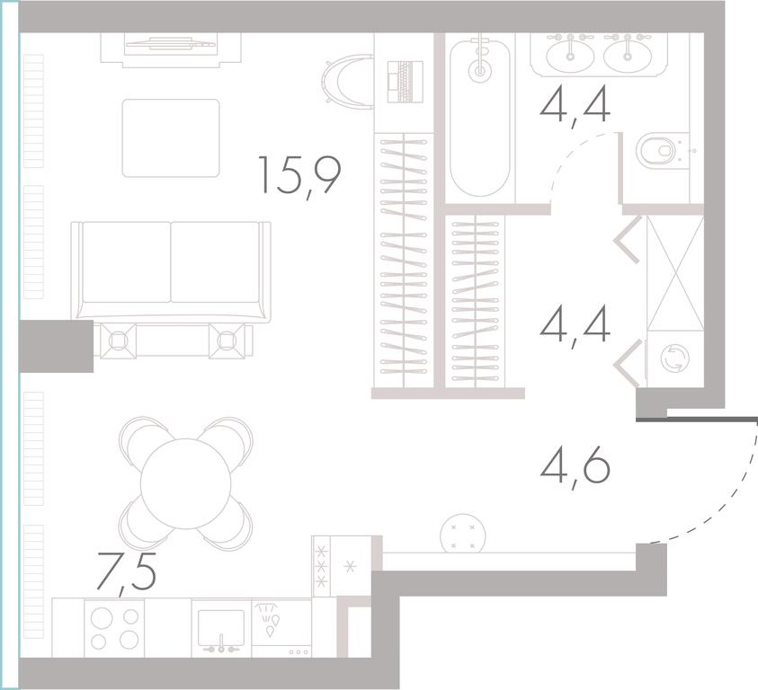 Apartment Sale, 37.6 sq. m. at River Park Towers, Kutuzovsky Drive, 16с1, Moscow, Russia #1