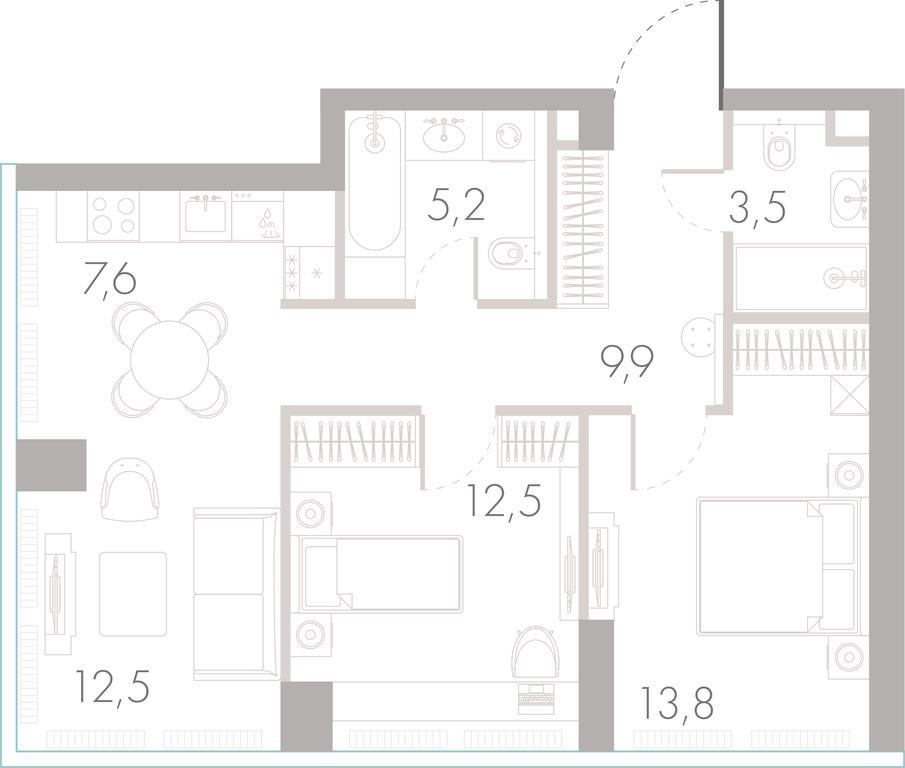 2-BD Apartment Sale, 65 sq. m. at River Park Towers, Kutuzovsky Drive, 16с1, Moscow, Russia #1