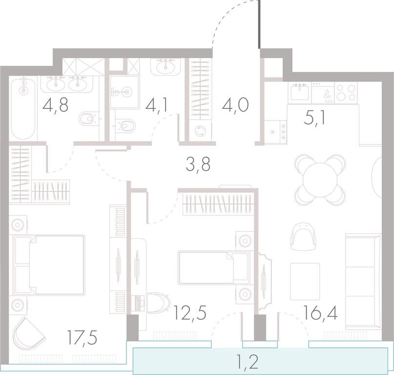 2-BD Apartment Sale, 69平方米 at River Park Towers, Kutuzovsky Drive, 16с1, Moscow, Russia #1 2-BD Apartment Sale, 69平方米 at River Park Towers, Kutuzovsky Drive, 16с1, Moscow, Russia #1