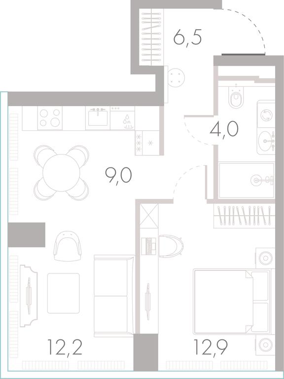 1-BD Apartment Sale, 45.2 sq. m. at River Park Towers, Kutuzovsky Drive, 16с1, Moscow, Russia #1