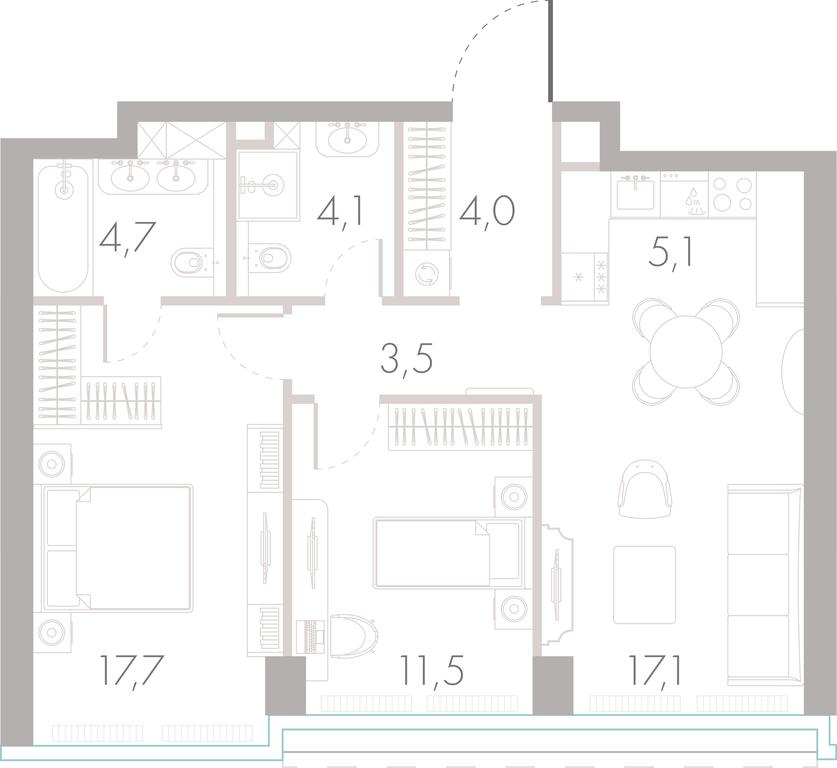 2-BD Apartment Sale, 67.2 sq. m. at River Park Towers, Kutuzovsky Drive, 16с1, Moscow, Russia #1