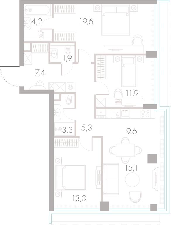 3-BD Apartment Sale, 89.4平方米 at River Park Towers, Kutuzovsky Drive, 16с1, Moscow, Russia #1 3-BD Apartment Sale, 89.4平方米 at River Park Towers, Kutuzovsky Drive, 16с1, Moscow, Russia #1