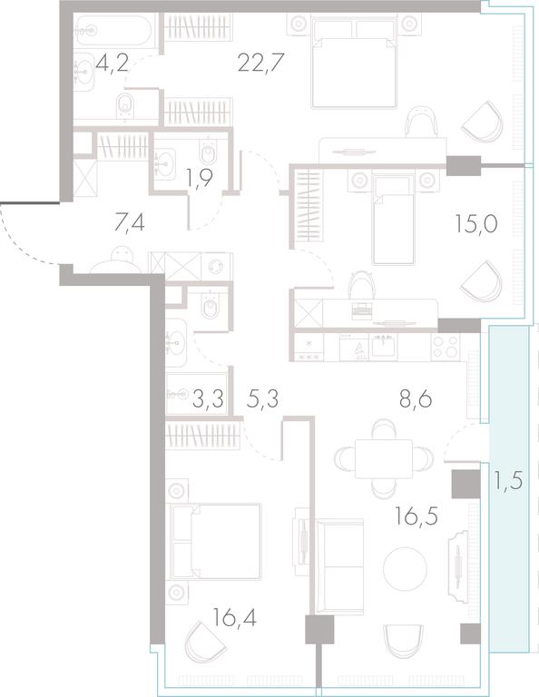 3-BD Apartment Sale, 103.1 sq. m. at River Park Towers, Kutuzovsky Drive, 16с1, Moscow, Russia #1 3-BD Apartment Sale, 103.1 sq. m. at River Park Towers, Kutuzovsky Drive, 16с1, Moscow, Russia #1