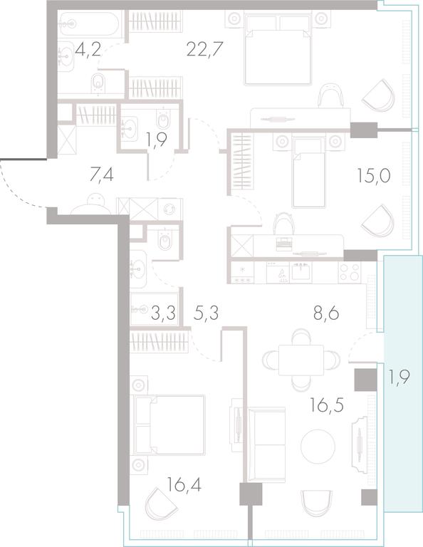 3-BD Apartment Sale, 103.4 sq. m. at River Park Towers, Kutuzovsky Drive, 16с1, Moscow, Russia #1 3-BD Apartment Sale, 103.4 sq. m. at River Park Towers, Kutuzovsky Drive, 16с1, Moscow, Russia #1