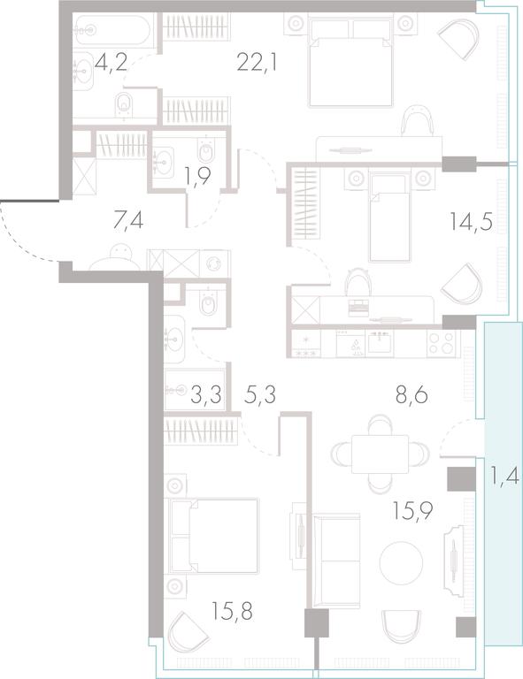 3-BD Apartment Sale, 100.3平方米 at River Park Towers, Kutuzovsky Drive, 16с1, Moscow, Russia #1 3-BD Apartment Sale, 100.3平方米 at River Park Towers, Kutuzovsky Drive, 16с1, Moscow, Russia #1