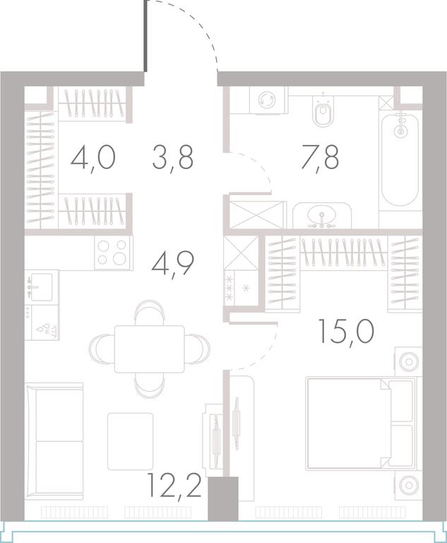 1-BD Apartment Sale, 47.3 sq. m. at River Park Towers, Kutuzovsky Drive, 16с1, Moscow, Russia #1