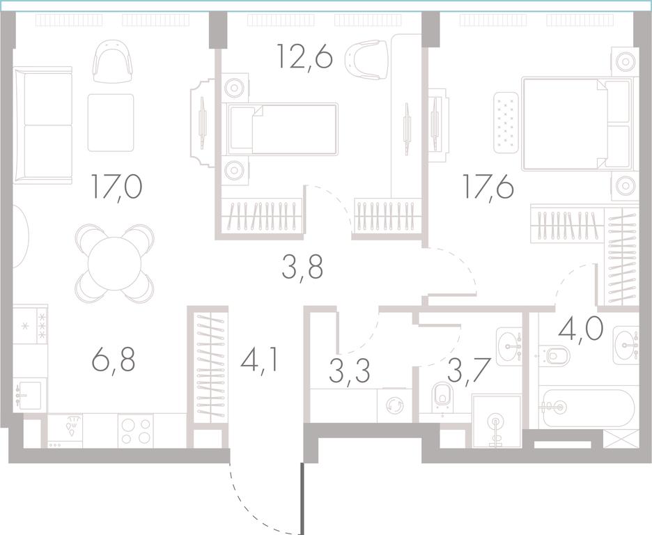 2-BD Apartment Sale, 72.7 sq. m. at River Park Towers, Kutuzovsky Drive, 16с1, Moscow, Russia #1