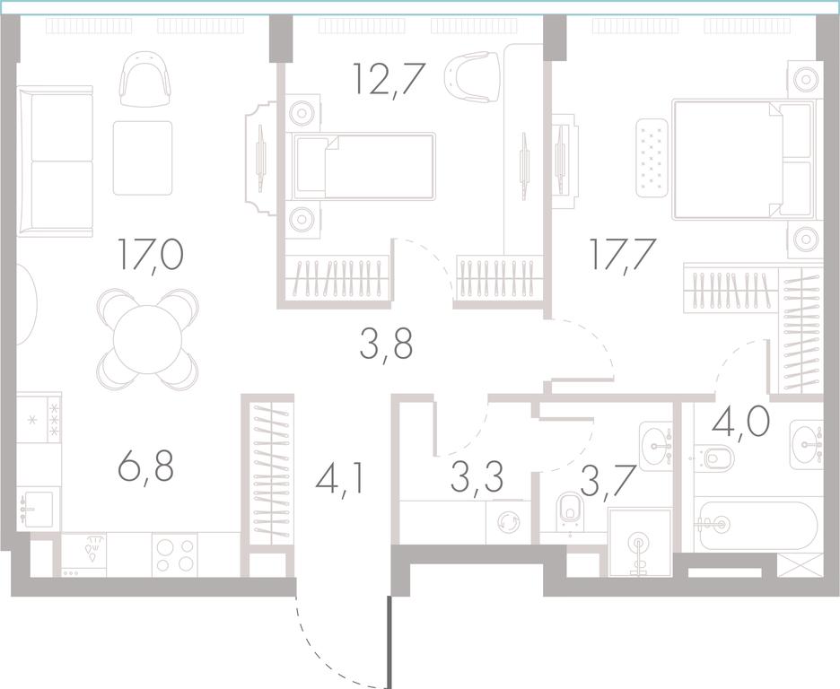2-BD Apartment Sale, 72.9 sq. m. at River Park Towers, Kutuzovsky Drive, 16с1, Moscow, Russia #1
