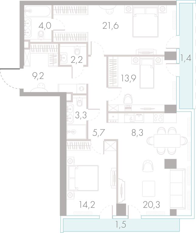 3-BD Apartment Sale, 105.3平方米 at River Park Towers, Kutuzovsky Drive, 16с1, Moscow, Russia #1 3-BD Apartment Sale, 105.3平方米 at River Park Towers, Kutuzovsky Drive, 16с1, Moscow, Russia #1