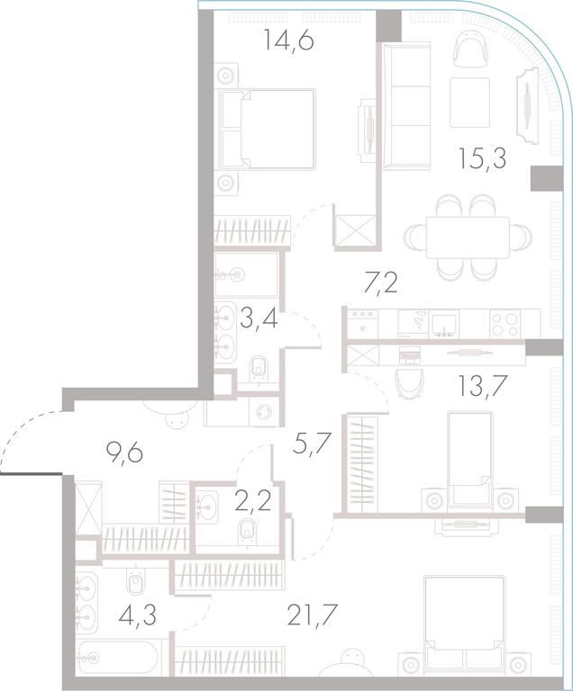 3-BD Apartment Sale, 97.4 sq. m. at River Park Towers, Kutuzovsky Drive, 16с1, Moscow, Russia #1