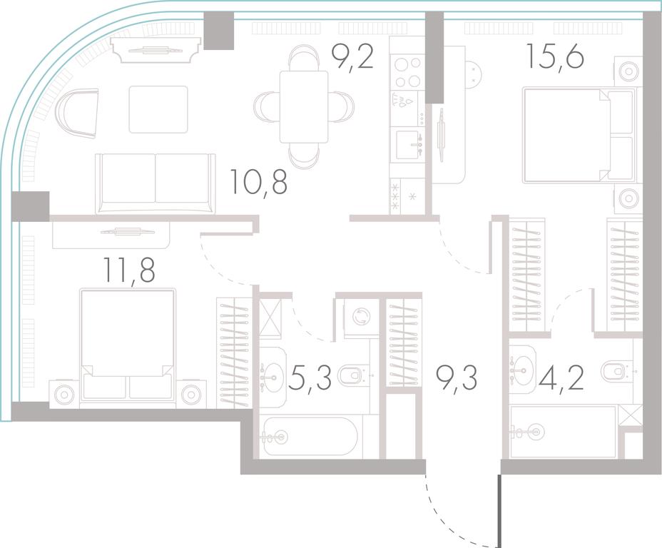 2-BD Apartment Sale, 65.4 sq. m. at River Park Towers, Kutuzovsky Drive, 16с1, Moscow, Russia #1