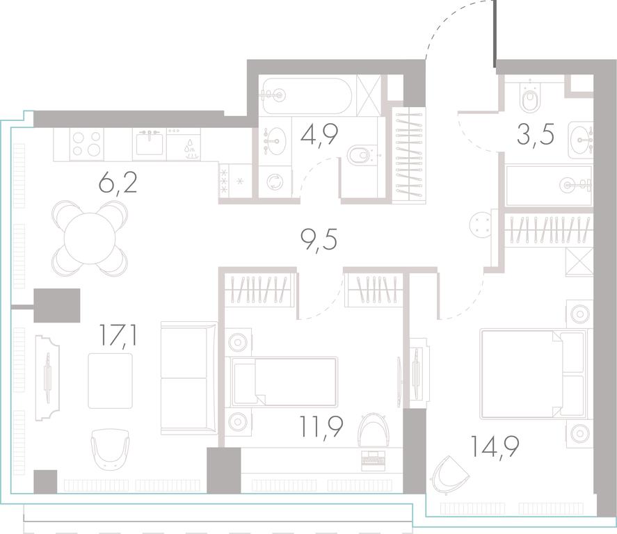 2-BD Apartment Sale, 67 sq. m. at River Park Towers, Kutuzovsky Drive, 16с1, Moscow, Russia #1 2-BD Apartment Sale, 67 sq. m. at River Park Towers, Kutuzovsky Drive, 16с1, Moscow, Russia #1