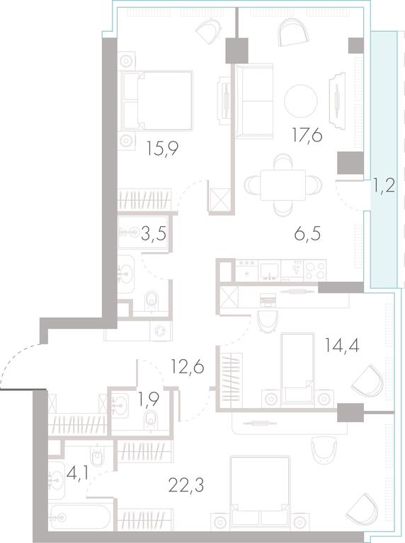 3-BD Apartment Sale, 99.3平方米 at River Park Towers, Kutuzovsky Drive, 16с1, Moscow, Russia #1 3-BD Apartment Sale, 99.3平方米 at River Park Towers, Kutuzovsky Drive, 16с1, Moscow, Russia #1
