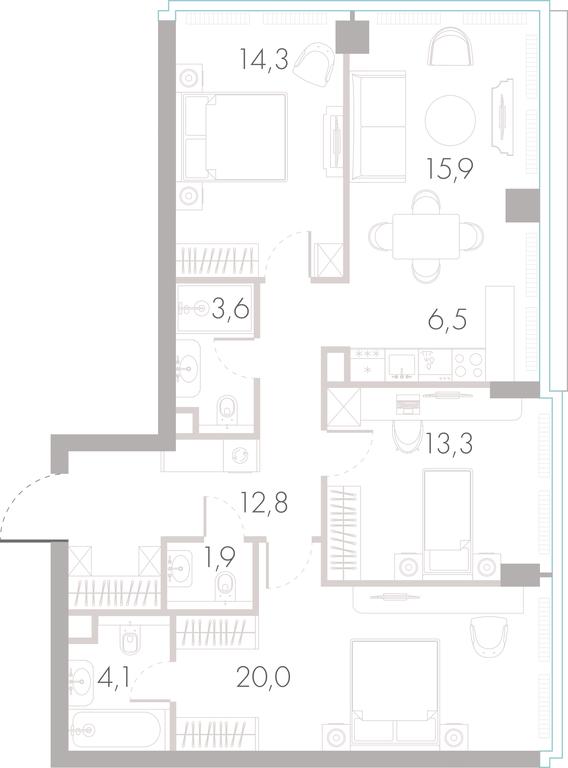 3-BD Apartment Sale, 92.4平方米 at River Park Towers, Kutuzovsky Drive, 16с1, Moscow, Russia #1 3-BD Apartment Sale, 92.4平方米 at River Park Towers, Kutuzovsky Drive, 16с1, Moscow, Russia #1