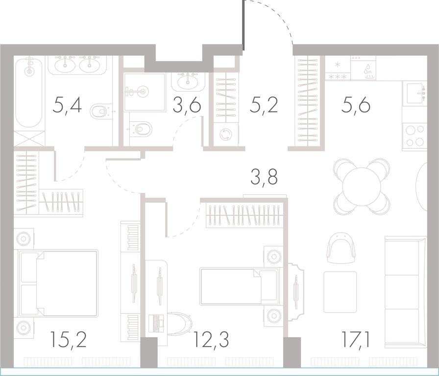 2-BD Apartment Sale, 67.4 sq. m. at River Park Towers, Kutuzovsky Drive, 16с1, Moscow, Russia #1