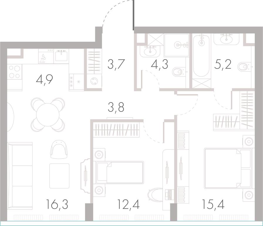 2-BD Apartment Sale, 65 sq. m. at River Park Towers, Kutuzovsky Drive, 16с1, Moscow, Russia #1