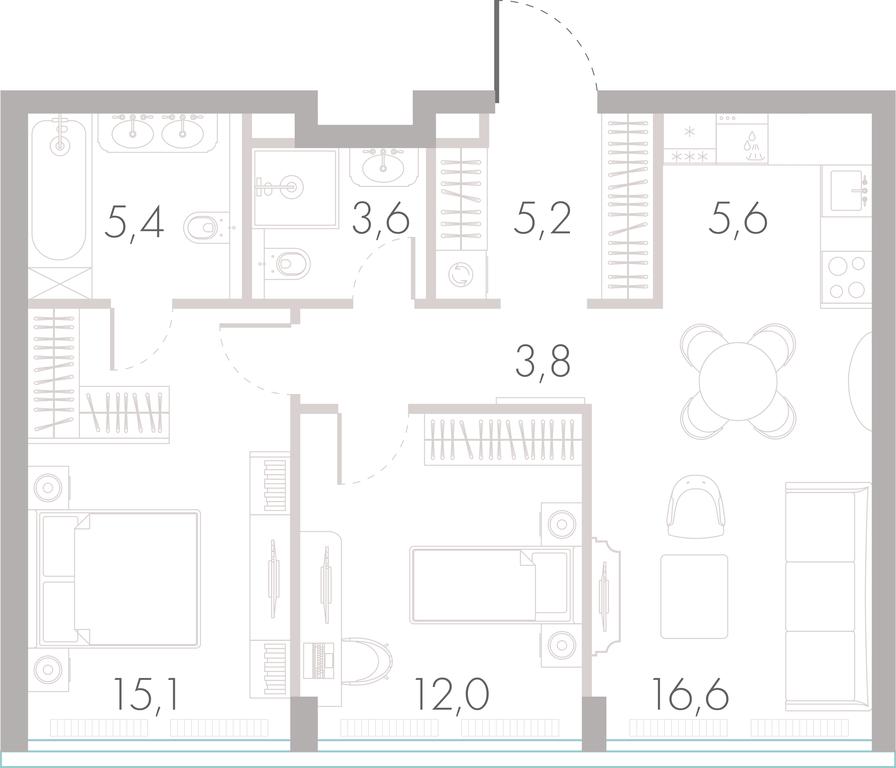 2-BD Apartment Sale, 65.6 sq. m. at River Park Towers, Kutuzovsky Drive, 16с1, Moscow, Russia #1