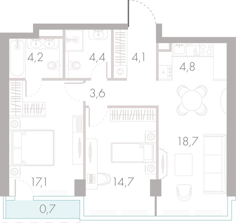 2-BD Apartment Sale, 71.4 sq. m. at River Park Towers, Kutuzovsky Drive, 16с1, Moscow, Russia #1 2-BD Apartment Sale, 71.4 sq. m. at River Park Towers, Kutuzovsky Drive, 16с1, Moscow, Russia #1