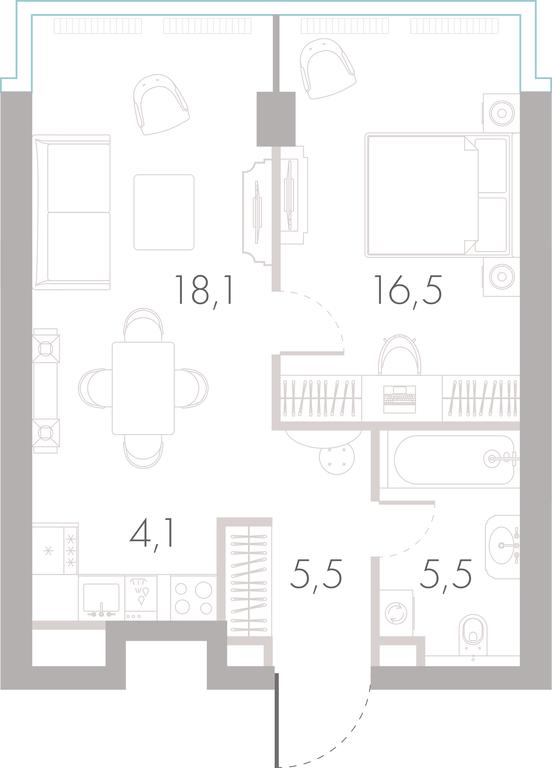 1-BD Apartment Sale, 49平方米 at River Park Towers, Kutuzovsky Drive, 16с1, Moscow, Russia #1