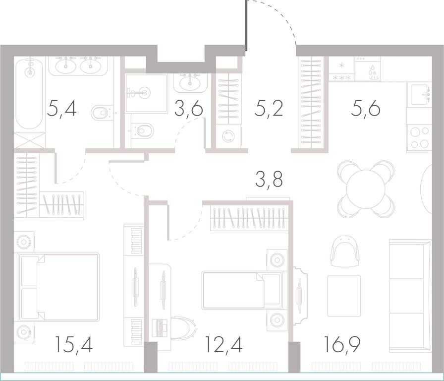 2-BD Apartment Sale, 67 sq. m. at River Park Towers, Kutuzovsky Drive, 16с1, Moscow, Russia #1