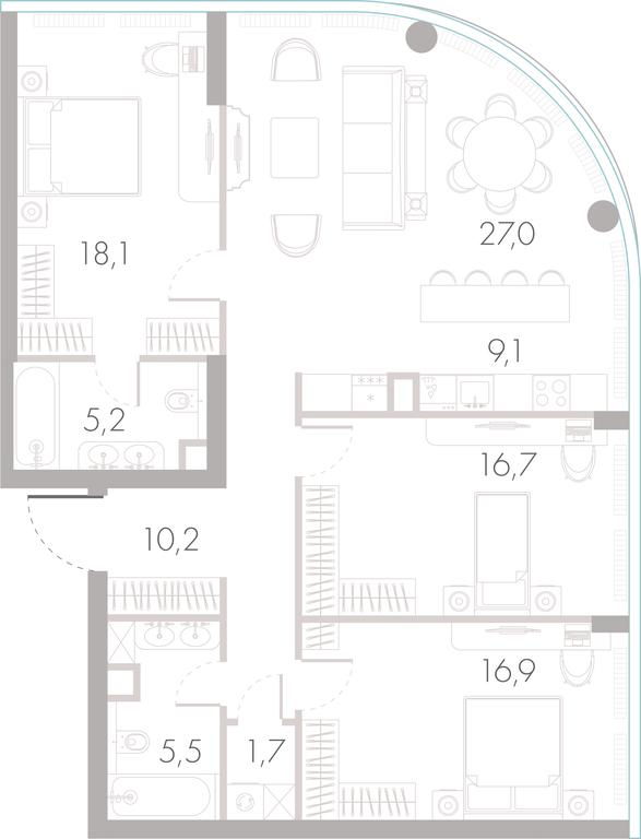 3-BD Apartment Sale, 110.4 sq. m. at River Park Towers, Kutuzovsky Drive, 16с1, Moscow, Russia #1
