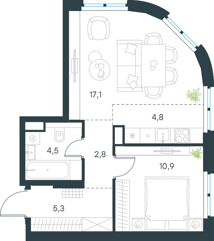 1-BD Apartment Sale, 45.4 sq. m. at Level Nizhegorodskaja, Perovskoye Highway, 21с1, Moscow, Russia #1 1-BD Apartment Sale, 45.4 sq. m. at Level Nizhegorodskaja, Perovskoye Highway, 21с1, Moscow, Russia #1