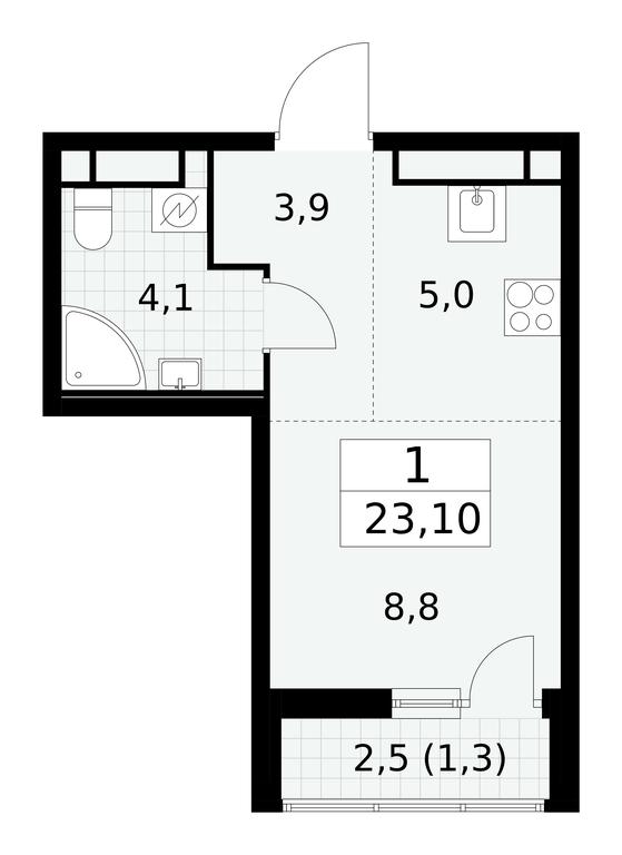 Apartment Sale, 23.1 sq. m. at Yzhnye Sady, Yuzhnye Sady Residential Complex, Moscow, Russia #1