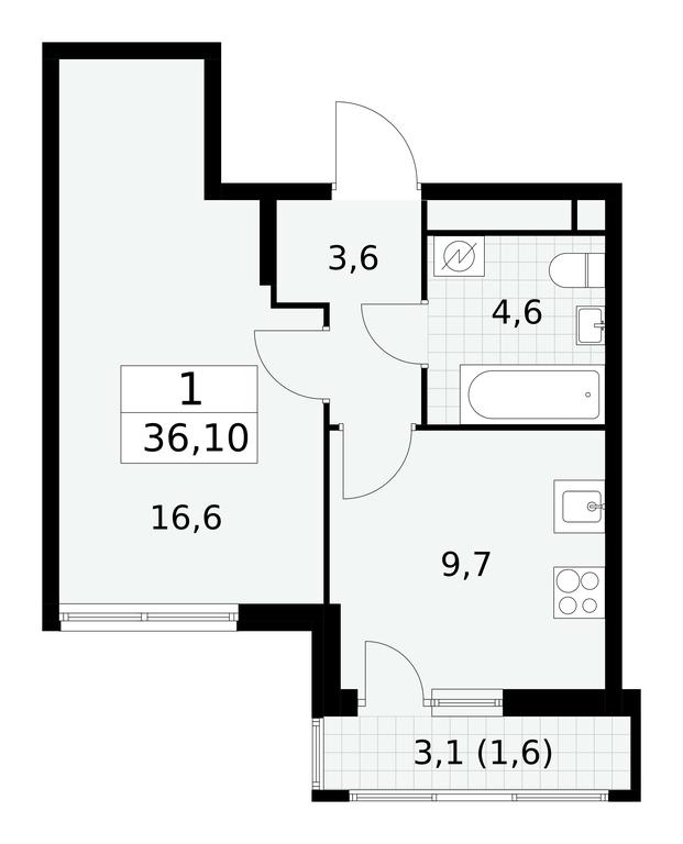 Apartment Sale, 36.1平方米 at Yzhnye Sady, Yuzhnye Sady Residential Complex, Moscow, Russia #1 Apartment Sale, 36.1平方米 at Yzhnye Sady, Yuzhnye Sady Residential Complex, Moscow, Russia #1